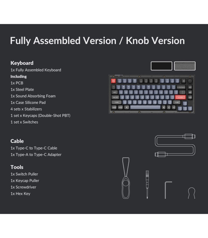 Keychron V1 Frosted Black Brown Switch (US) w/Knob