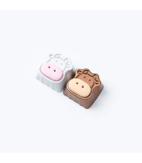 Cute Cows Aluminum Alloy Artisan Keycap White
