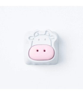 Cute Cows Aluminum Alloy Artisan Keycap White