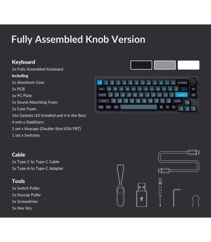 Keychron Q2  Pro Black QMK Brown Switch (US) Knob