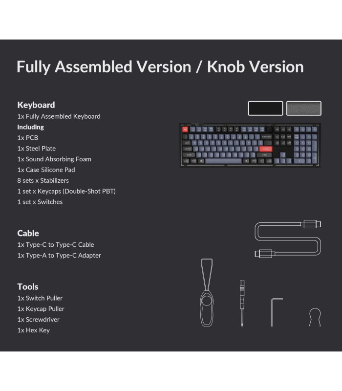 Keychron V6 Frosted Black Brown Switch (US) w/Knob