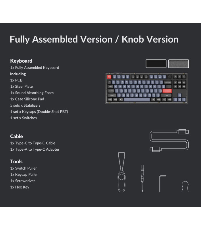 Keychron V3 Frosted Black Red Switch (US) w/Knob