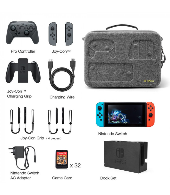 tomtoc Nintendo Switch Storage Case, Grey
