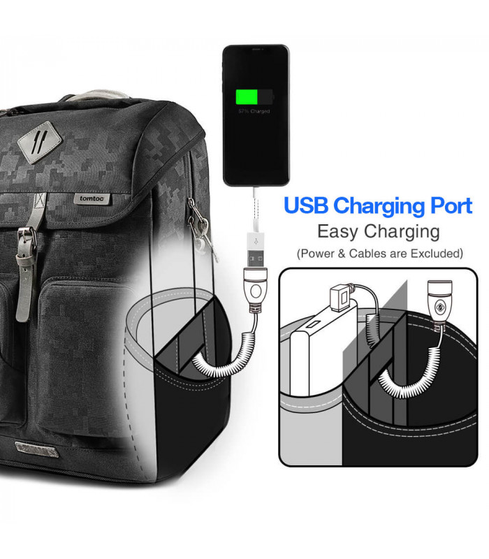 tomtoc A90 (15-15.6") Vintage Backpack, Black