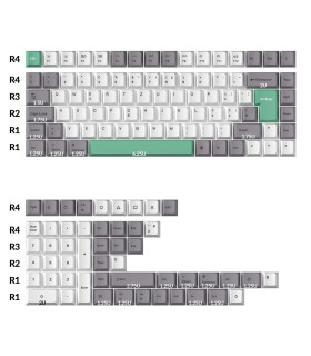 PBT Gray White Mint Full Set Keycaps (CH) Cherry