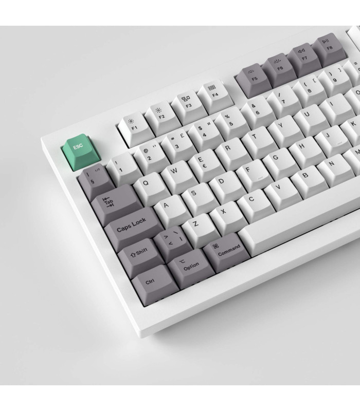 PBT Gray White Mint Full Set Keycaps (CH) Cherry