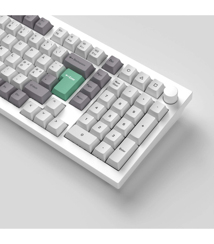 PBT Gray White Mint Full Set Keycaps (CH) Cherry