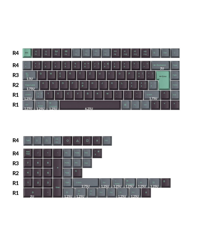 PBT Hacker Mint Full Set Keycaps (CH) Cherry
