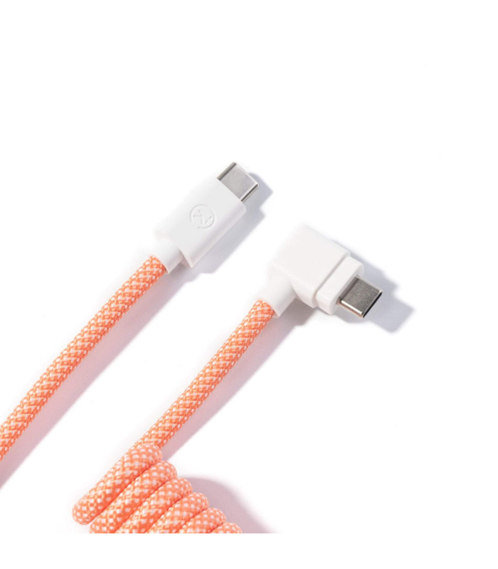 Keychron Coiled Aviator Cable Pink Orange (Angled)