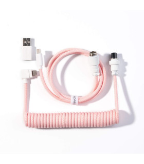 Keychron Coiled Aviator Cable Light Pink( Angled)