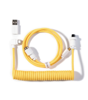 Keychron Coiled Aviator Cable Yellow (Angled)