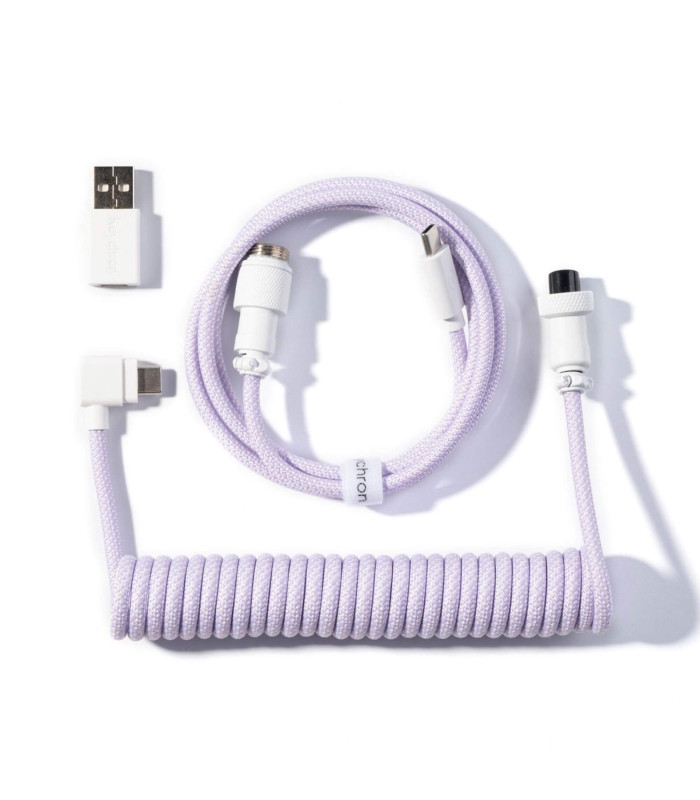Keychron Coiled Aviator Cable Light Purple (Angled
