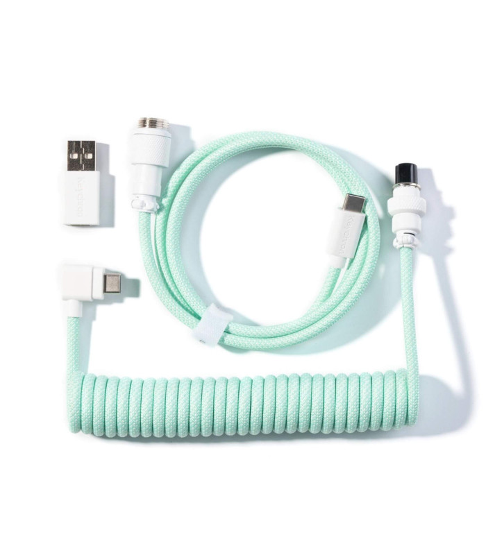 Keychron Coiled Aviator Cable Mint (Angled)