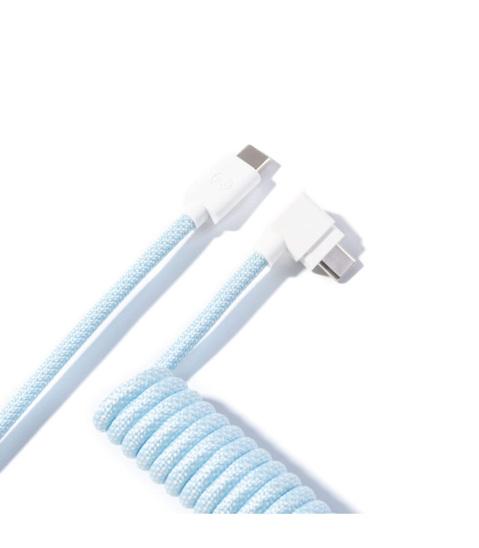 Keychron Coiled Aviator Cable Light Blue (Angled)