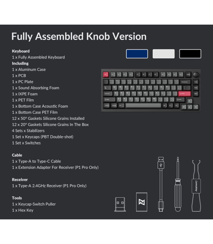 Lemokey P1 Pro Silver QMK Red Switch (US) w/Knob