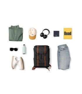 tomtoc VintPack-TA1 17L Laptop Backpack, Black