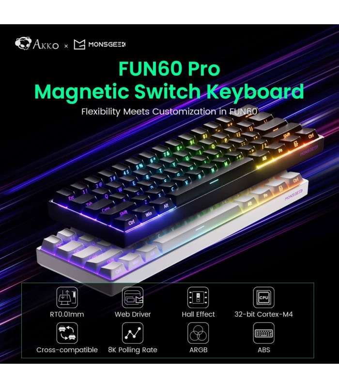 Akko MonsGeek FUN60 Pro-ST White Glare Magnetic 