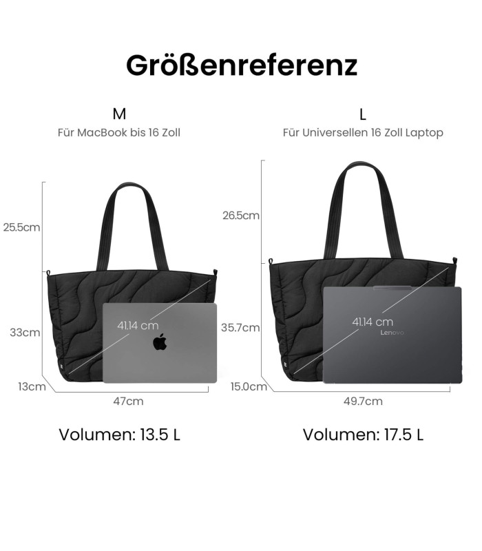 Terra-T38 Puffy Laptop Tote Bag 17.5 L, Black