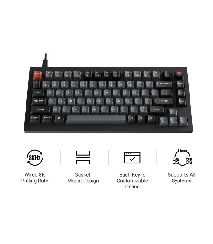 Keychron V1 8K QMK Black Red Switch (US) w/Knob