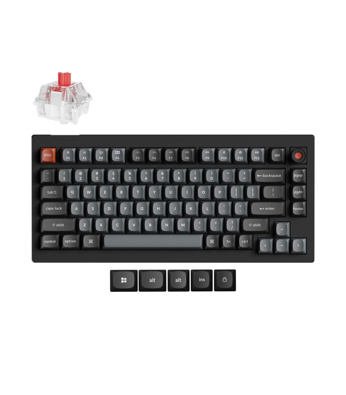 Keychron V1 8K QMK Black Red Switch (US) w/Knob