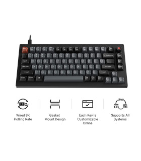 Keychron V1 8K QMK Black Banana Switch (US) w/Knob