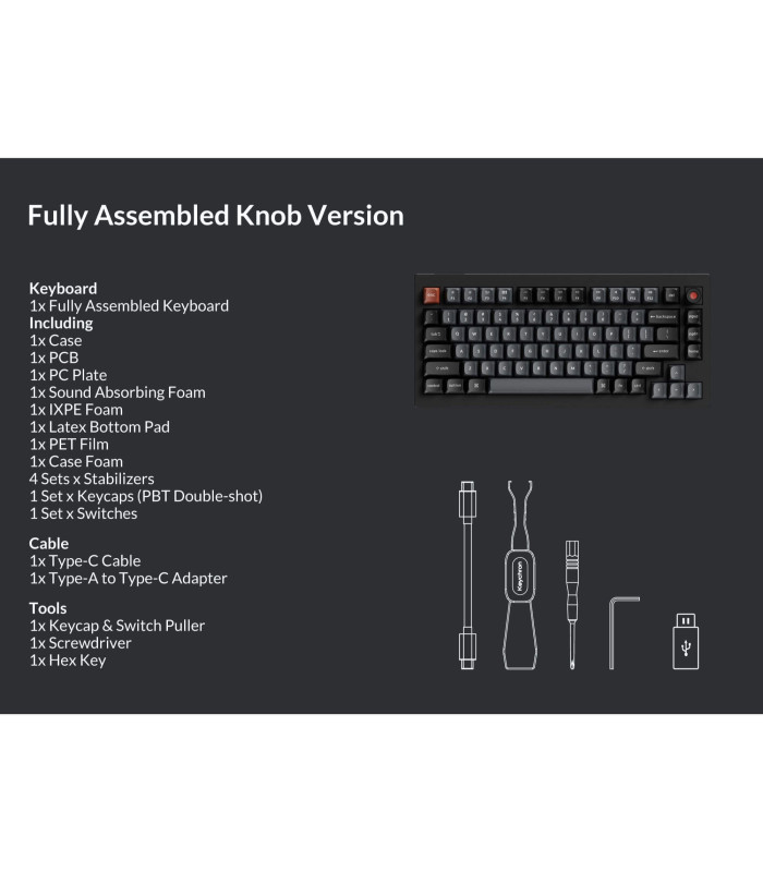 Keychron V1 8K QMK Black Banana Switch (US) w/Knob