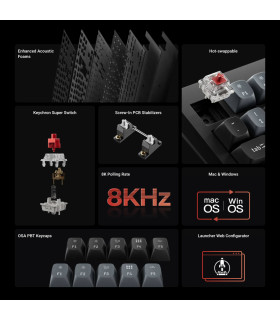 Keychron V3 8K QMK Black Red Switch (US) w/Knob