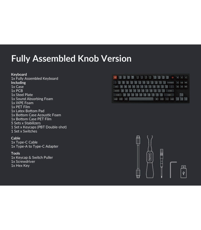 Keychron V3 8K QMK Black Red Switch (US) w/Knob