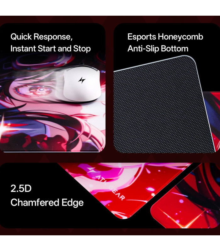 ATK Tempered Glass Mouse Pad-Red