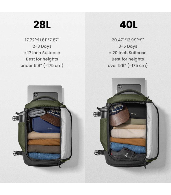 tomtoc Navigator-T66 Liteway Travel Laptop Backpack 28L, Green