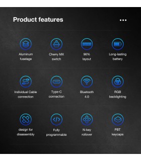 IQUNIX F96 Knight Wireless RGB Cherry MX Blue