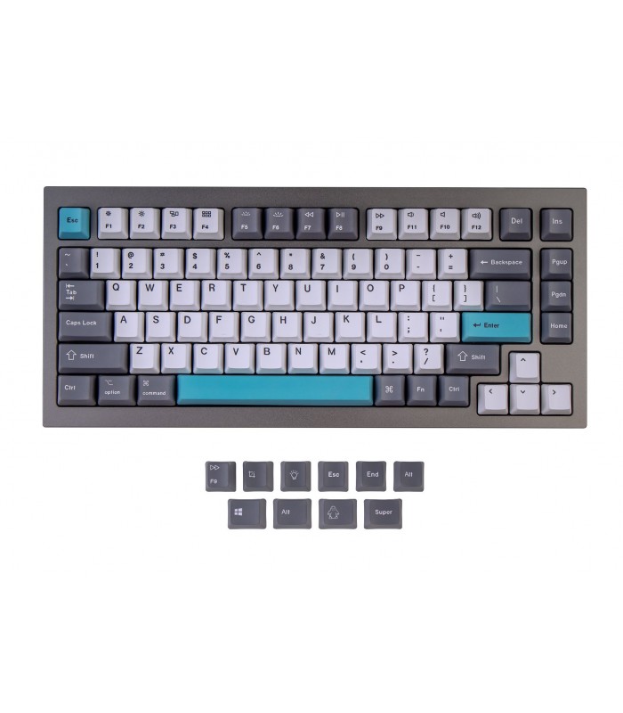 Keychron K2/Q1 PBT Grey White Keycaps Set (US)