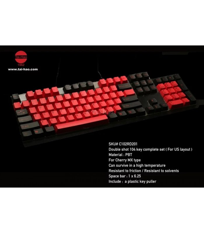 Tai-Hao PBT Black/Red Dark Blood 113 keys (ANSI)