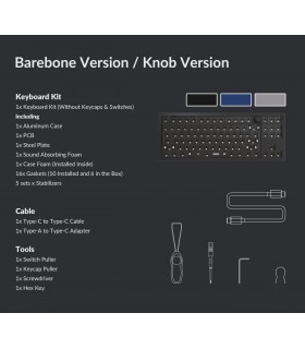 Keychron Q3 QMK Barebone ISO Navy Blue w/Knob