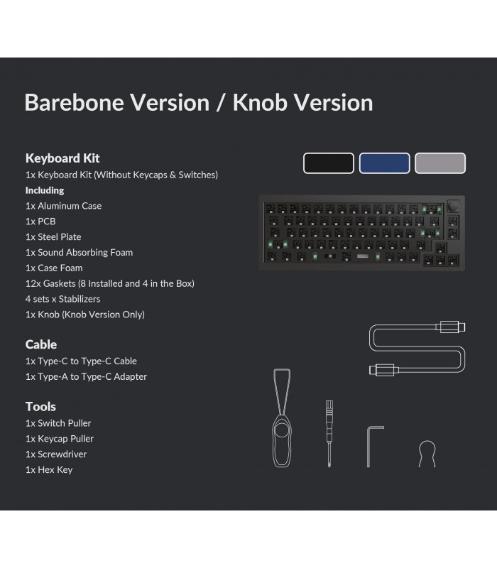Keychron Q2 QMK Barebone ISO Carbon Black w/Knob