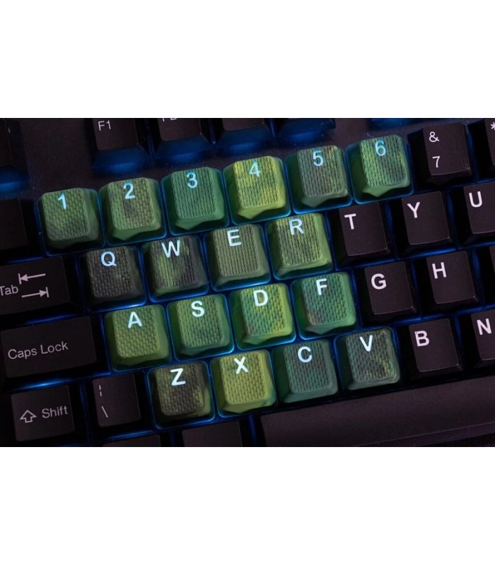 Tai-Hao 23-Key Rubber Keycap Set Green Camo