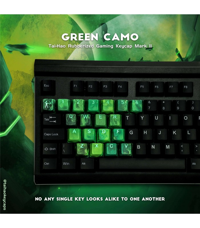 Tai-Hao 23-Key Rubber Keycap Set Green Camo
