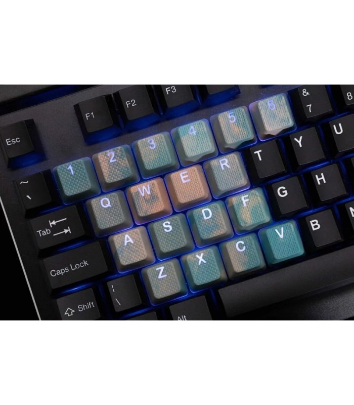 Tai-Hao 23-Key Rubber Keycap Set Green&Peach Camo