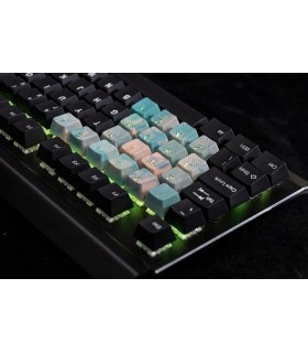 Tai-Hao 23-Key Rubber Keycap Set Green&Peach Camo