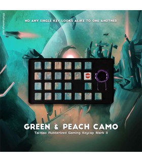 Tai-Hao 23-Key Rubber Keycap Set Green&Peach Camo