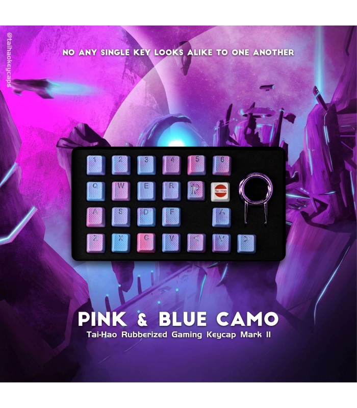 Tai-Hao 23-Key Rubber Keycap Set Pink & Blue Camo