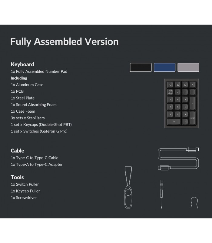 Keychron Q0 Blue QMK Brown Switch Number Pad 