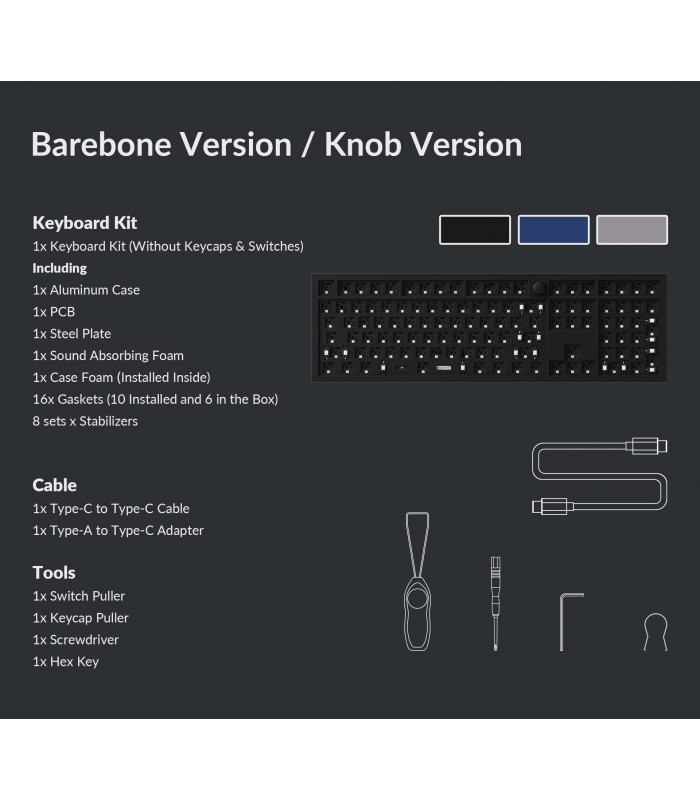 Keychron Q6 QMK Barebone ISO Navy Blue w/Knob