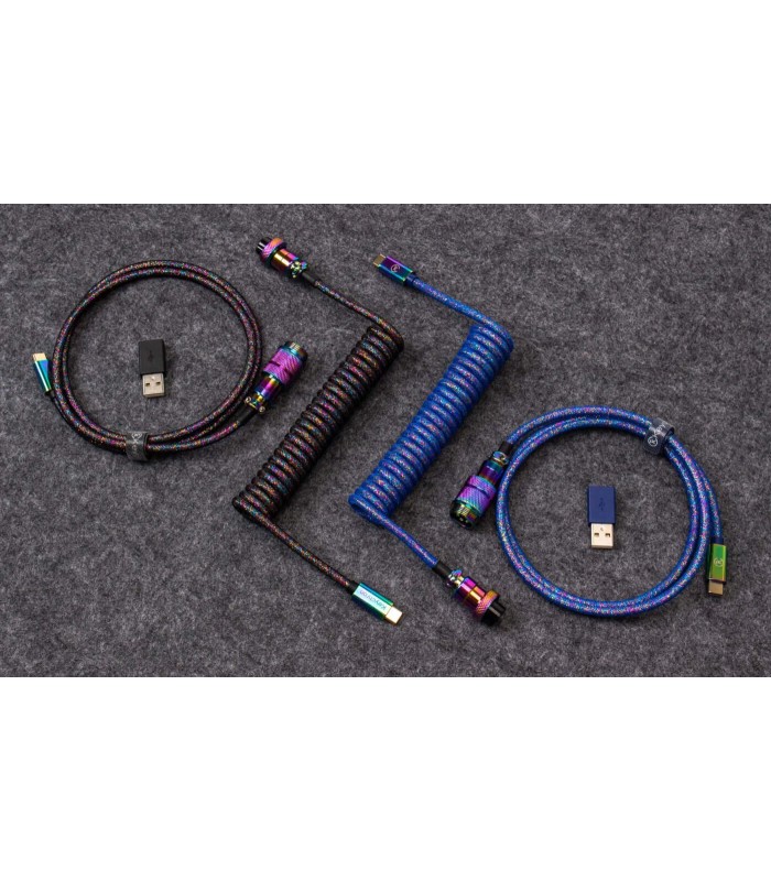 Keychron Premium Coiled Cable - Rainbow Blue