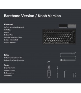 Keychron V1 Barebone ANSI Frosted Black w/Knob 