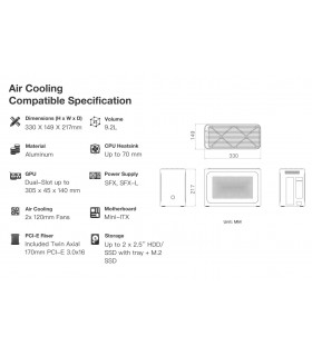 IQUNIX ZX-1 Air-Cooling Mini-ITX Case Navy Blue