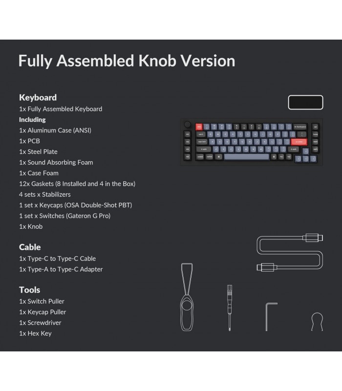 Keychron Q65 Black QMK Brown Switch (US) w/Knob