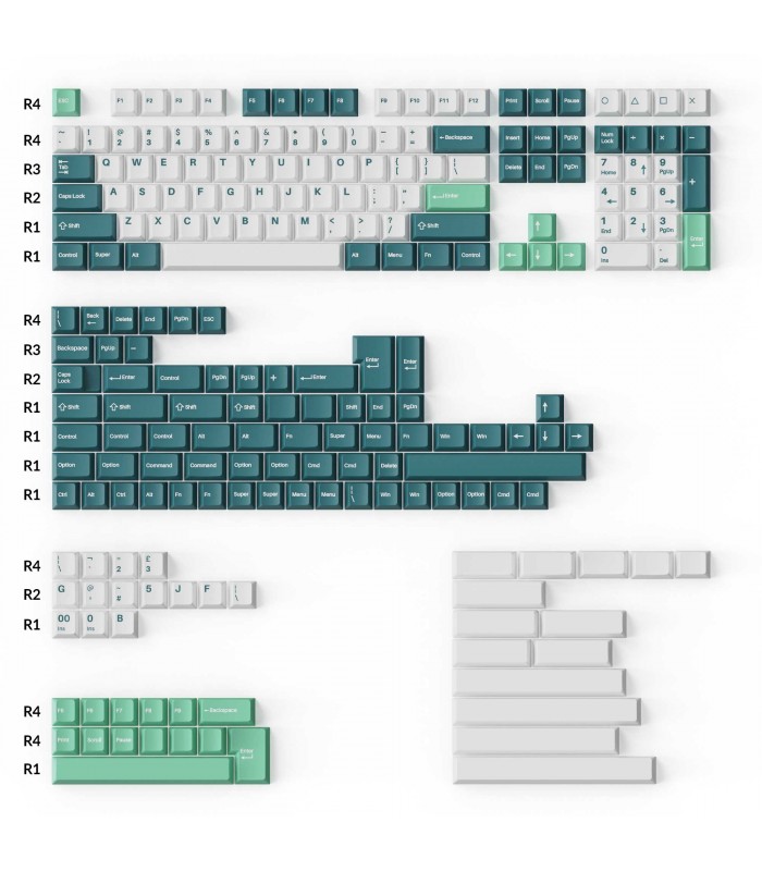 Keychron PBT White Mint  Full Set Keycaps (US)