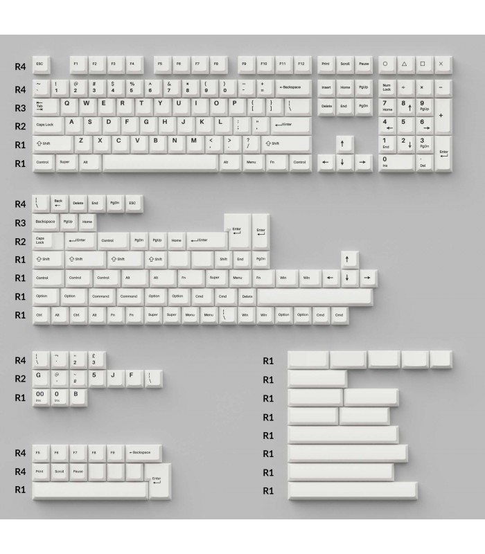 Keychron PBT Black on White  Full Set Keycaps (US)