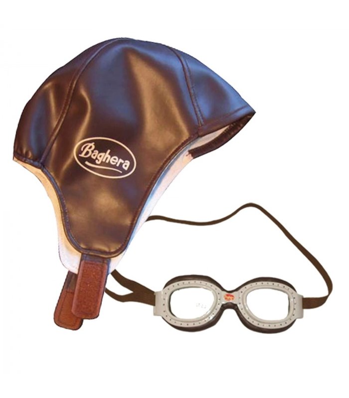 Baghera Vintage Rennkappe & Rennfahrerbrille